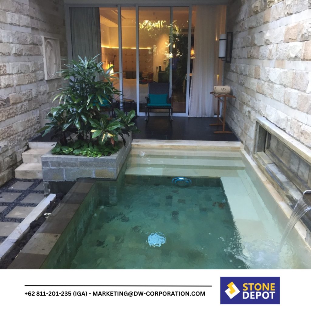 A Private Calming Green Sukabumi Stone Pool